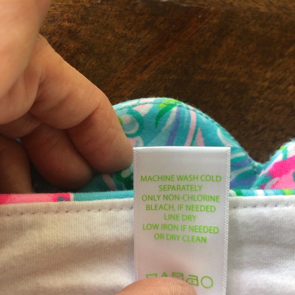 Lilly Pulitzer Teal Pink & Green Floral Scallop Hem Bermuda Shorts - Picture 4 of 11